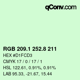 カラーコード: RGB 209.1 252.8 211 | qconv.com