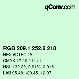 Color code: RGB 209.1 252.8 218 | qconv.com