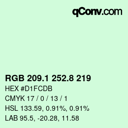 Color code: RGB 209.1 252.8 219 | qconv.com