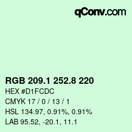 カラーコード: RGB 209.1 252.8 220 | qconv.com
