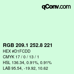 カラーコード: RGB 209.1 252.8 221 | qconv.com