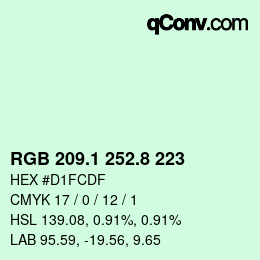 Color code: RGB 209.1 252.8 223 | qconv.com