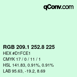 カラーコード: RGB 209.1 252.8 225 | qconv.com