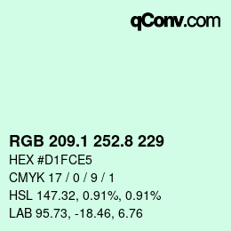カラーコード: RGB 209.1 252.8 229 | qconv.com