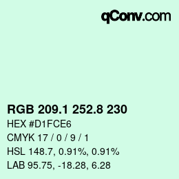 Color code: RGB 209.1 252.8 230 | qconv.com