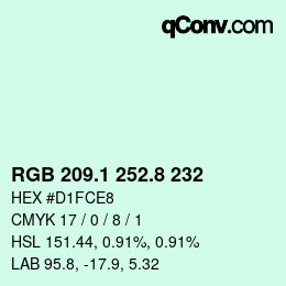 カラーコード: RGB 209.1 252.8 232 | qconv.com