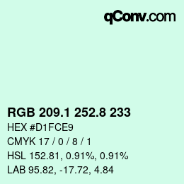 Color code: RGB 209.1 252.8 233 | qconv.com