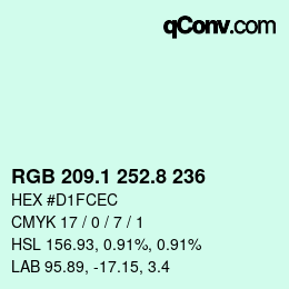 カラーコード: RGB 209.1 252.8 236 | qconv.com