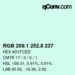 カラーコード: RGB 209.1 252.8 237 | qconv.com