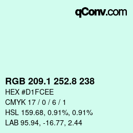 Color code: RGB 209.1 252.8 238 | qconv.com