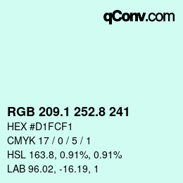 カラーコード: RGB 209.1 252.8 241 | qconv.com
