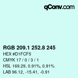 Color code: RGB 209.1 252.8 245 | qconv.com