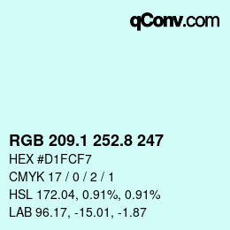 Color code: RGB 209.1 252.8 247 | qconv.com