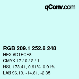 カラーコード: RGB 209.1 252.8 248 | qconv.com