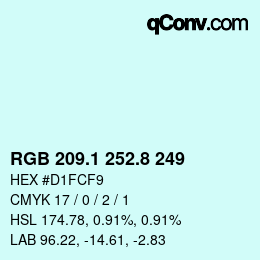 Color code: RGB 209.1 252.8 249 | qconv.com