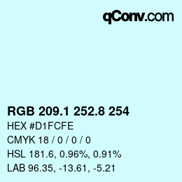 Color code: RGB 209.1 252.8 254 | qconv.com