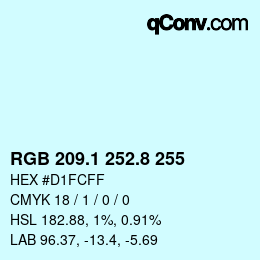 Farbcode: RGB 209.1 252.8 255 | qconv.com