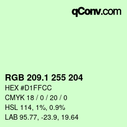 カラーコード: RGB 209.1 255 204 | qconv.com