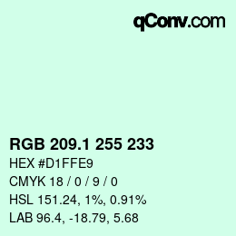 カラーコード: RGB 209.1 255 233 | qconv.com
