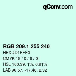 カラーコード: RGB 209.1 255 240 | qconv.com