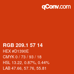 カラーコード: RGB 209.1 57 14 | qconv.com