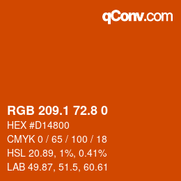 Color code: RGB 209.1 72.8 0 | qconv.com