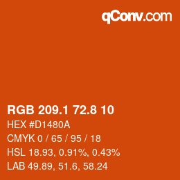 カラーコード: RGB 209.1 72.8 10 | qconv.com