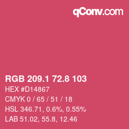 カラーコード: RGB 209.1 72.8 103 | qconv.com