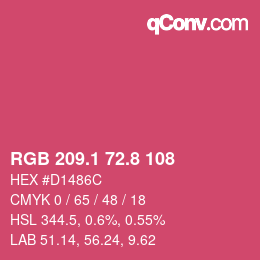 カラーコード: RGB 209.1 72.8 108 | qconv.com