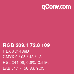 カラーコード: RGB 209.1 72.8 109 | qconv.com