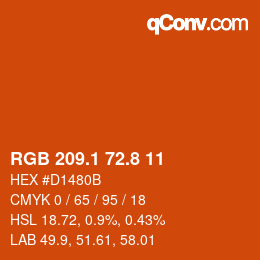 カラーコード: RGB 209.1 72.8 11 | qconv.com