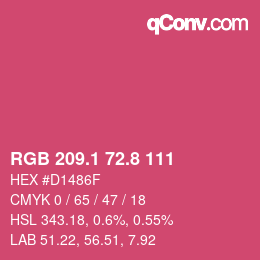カラーコード: RGB 209.1 72.8 111 | qconv.com