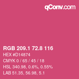 カラーコード: RGB 209.1 72.8 116 | qconv.com