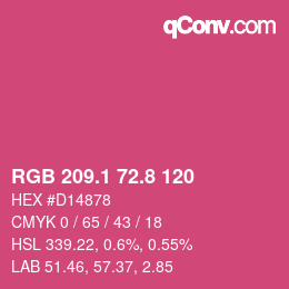 カラーコード: RGB 209.1 72.8 120 | qconv.com