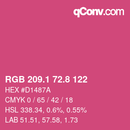 カラーコード: RGB 209.1 72.8 122 | qconv.com