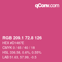 カラーコード: RGB 209.1 72.8 126 | qconv.com