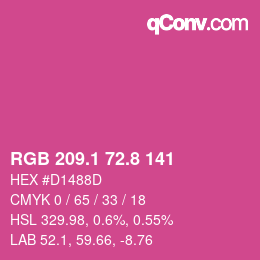 颜色代码: RGB 209.1 72.8 141 | qconv.com