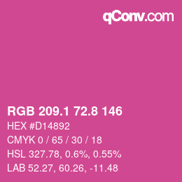 カラーコード: RGB 209.1 72.8 146 | qconv.com