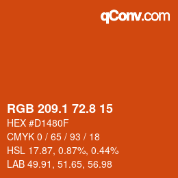 カラーコード: RGB 209.1 72.8 15 | qconv.com