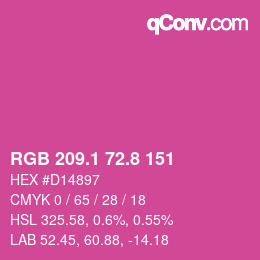 カラーコード: RGB 209.1 72.8 151 | qconv.com