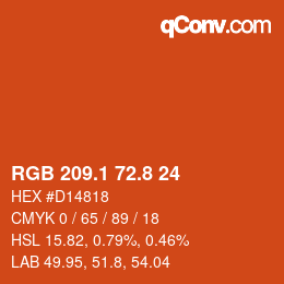 カラーコード: RGB 209.1 72.8 24 | qconv.com
