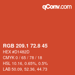 カラーコード: RGB 209.1 72.8 45 | qconv.com
