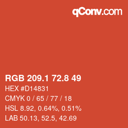 カラーコード: RGB 209.1 72.8 49 | qconv.com