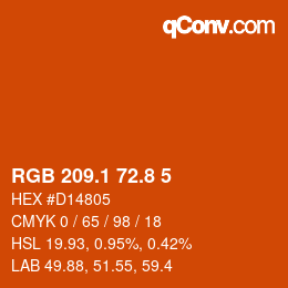 カラーコード: RGB 209.1 72.8 5 | qconv.com
