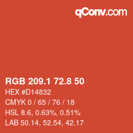カラーコード: RGB 209.1 72.8 50 | qconv.com