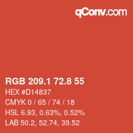 カラーコード: RGB 209.1 72.8 55 | qconv.com