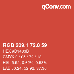 カラーコード: RGB 209.1 72.8 59 | qconv.com