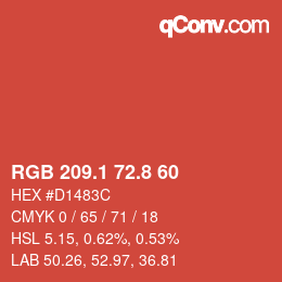 カラーコード: RGB 209.1 72.8 60 | qconv.com