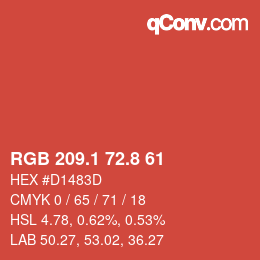Color code: RGB 209.1 72.8 61 | qconv.com
