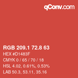 カラーコード: RGB 209.1 72.8 63 | qconv.com